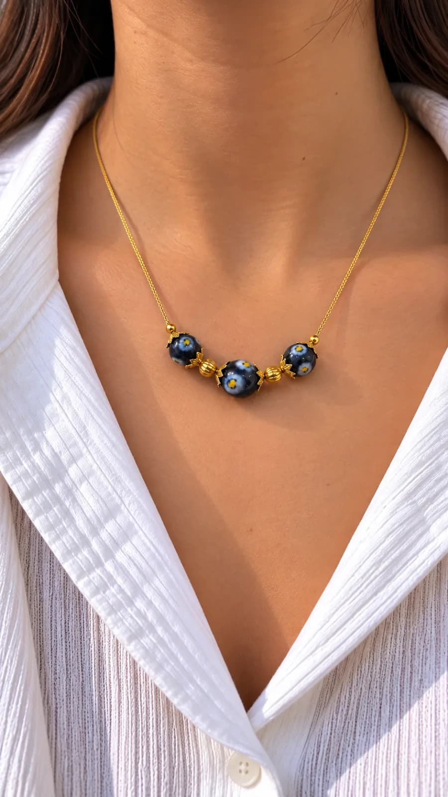 Black Blue Pottery Pendant