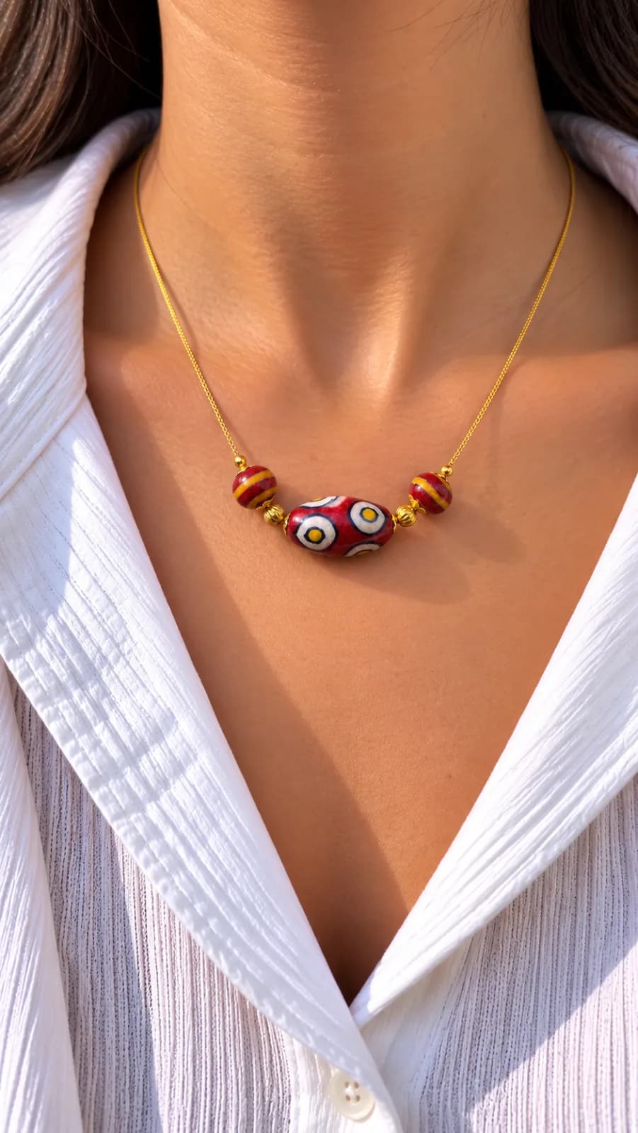 Red Blue Pottery Pendant